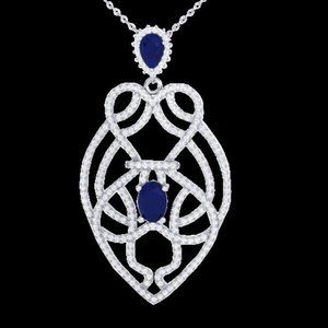 Stunning 3.5 Carat Sapphire and Diamond Necklace